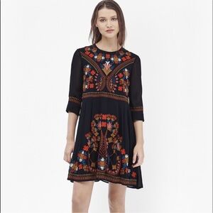 French Connection Kiko Embroidered Navy Dress